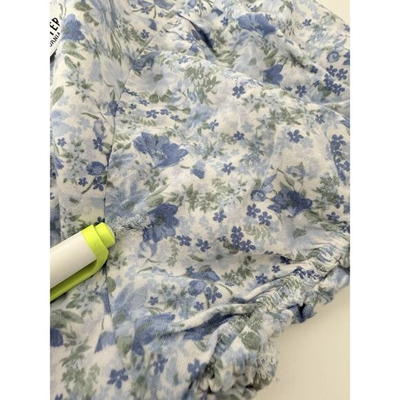 Hollister Blue Floral Milkmaid, Cottagecore Boho‎ Ruffle Sleeve Peplum - Picture 11 of 11